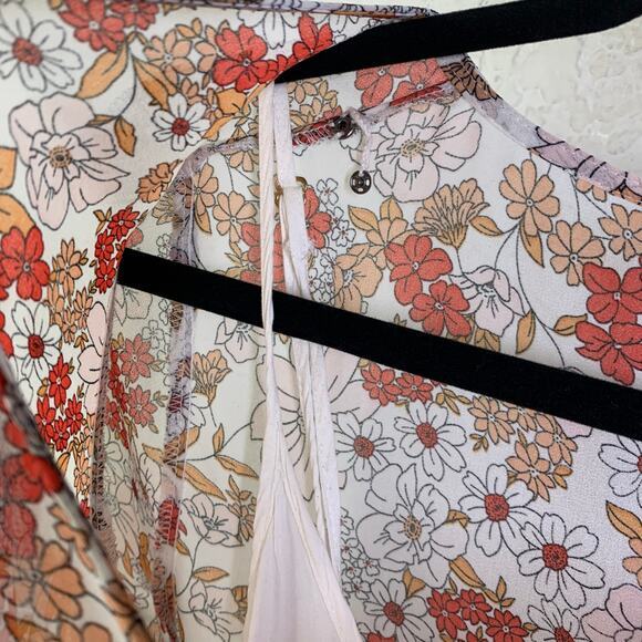 NATURAL LIFE Dress Maxi Boho V-Neck Flutter Sleeve Tiered Skirt Removable Slip - Picture 10 of 14